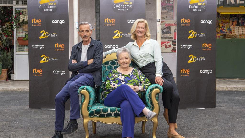 Imanol Arias, María Galiana y Ana Duato en la celebración del 20 aniversario de 'Cuéntame'.