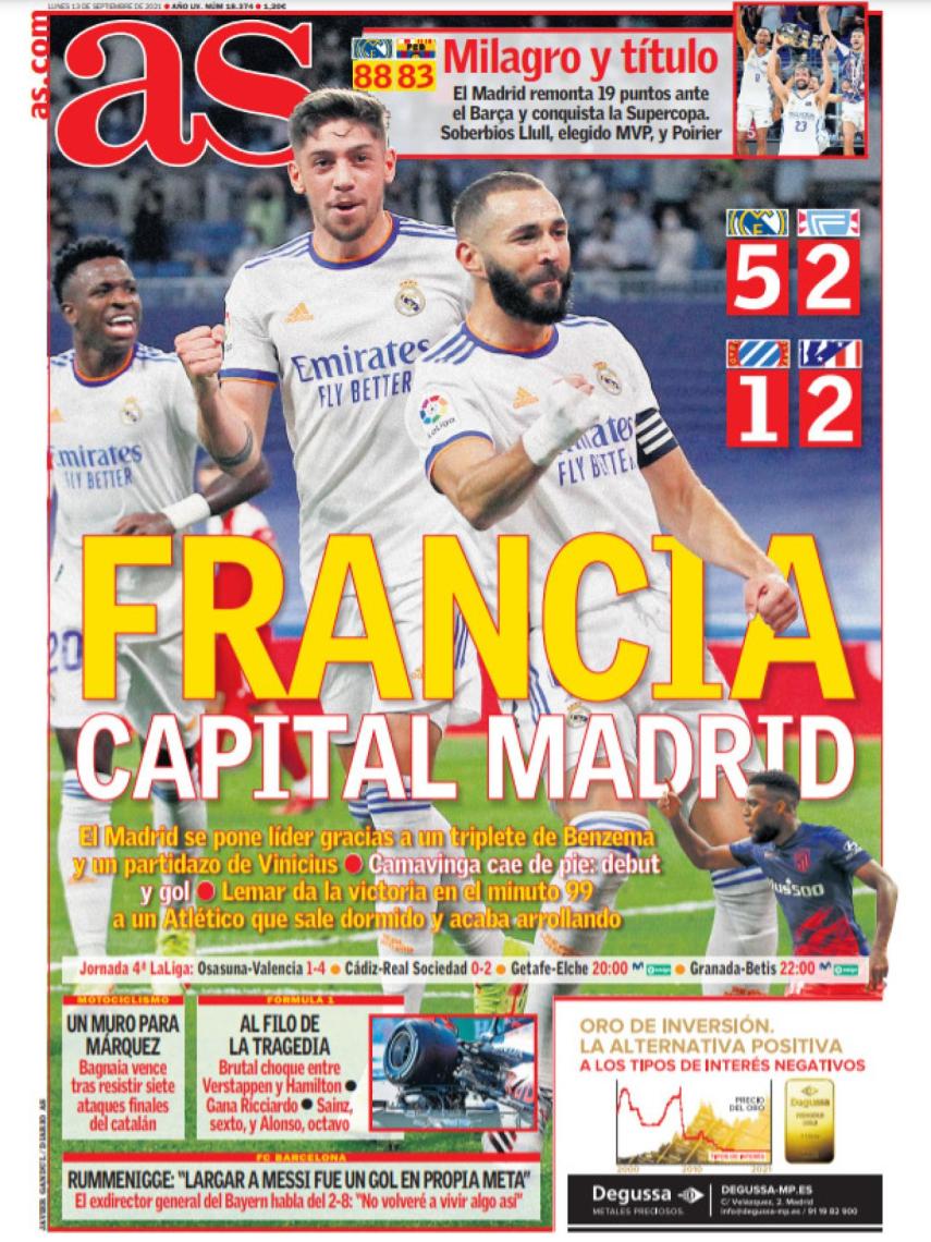 La portada del diario AS (13/09/2021)