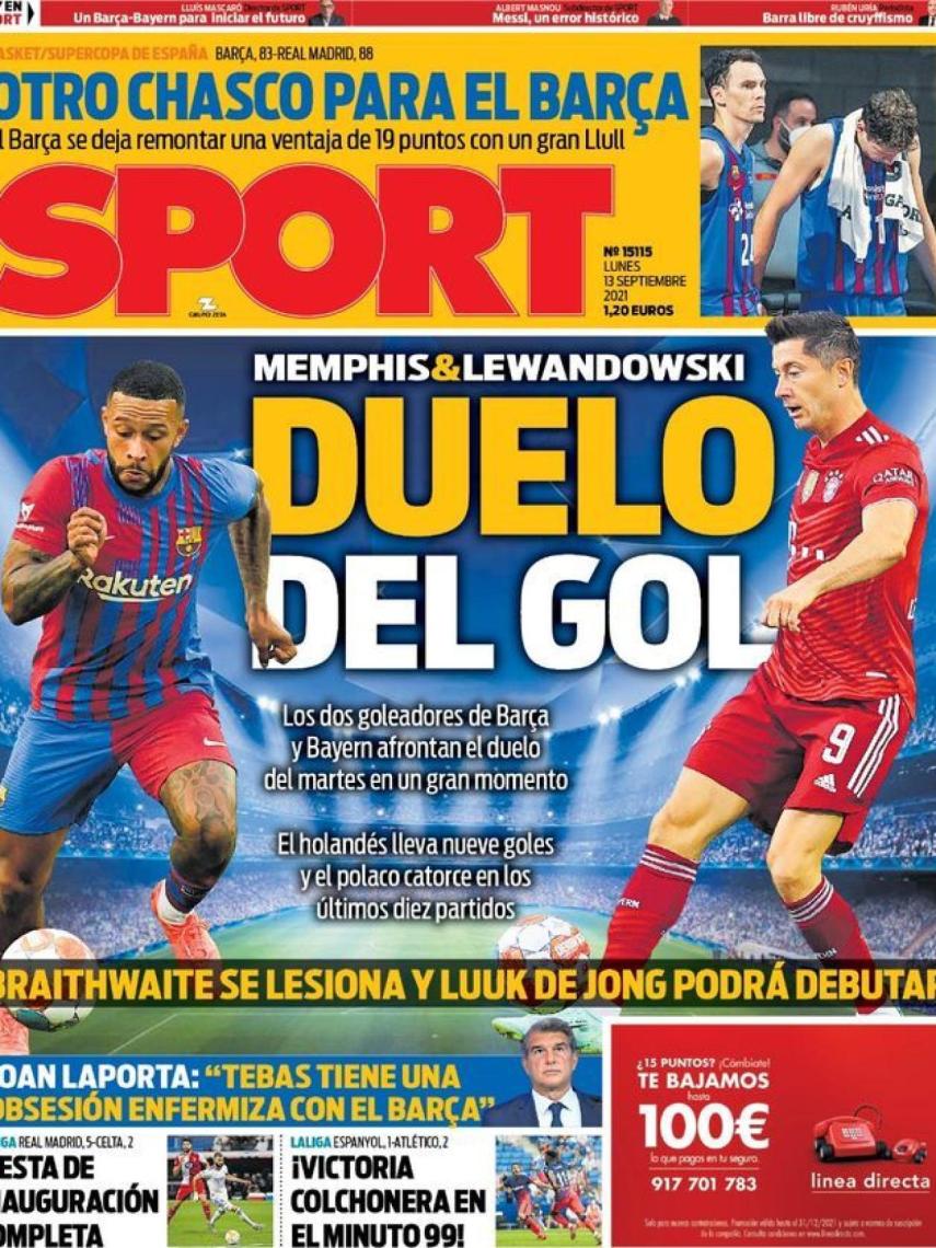 La portada del diario SPORT (13/09/2021)