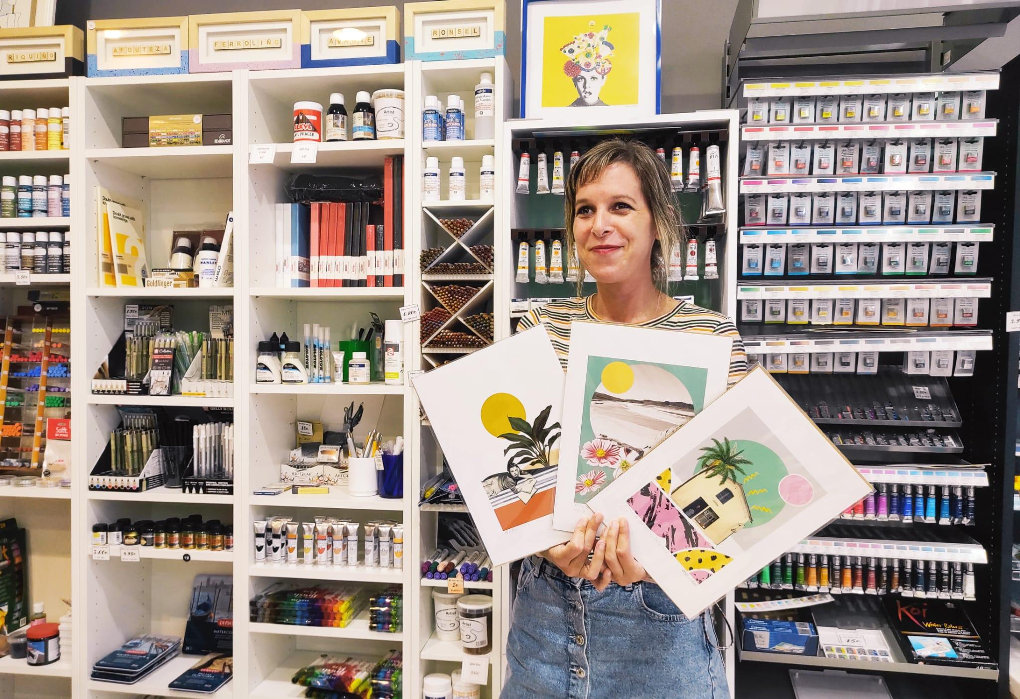 María en ‘A vella fábrica de lapis’, su primer punto de venta. Foto: Quincemil.