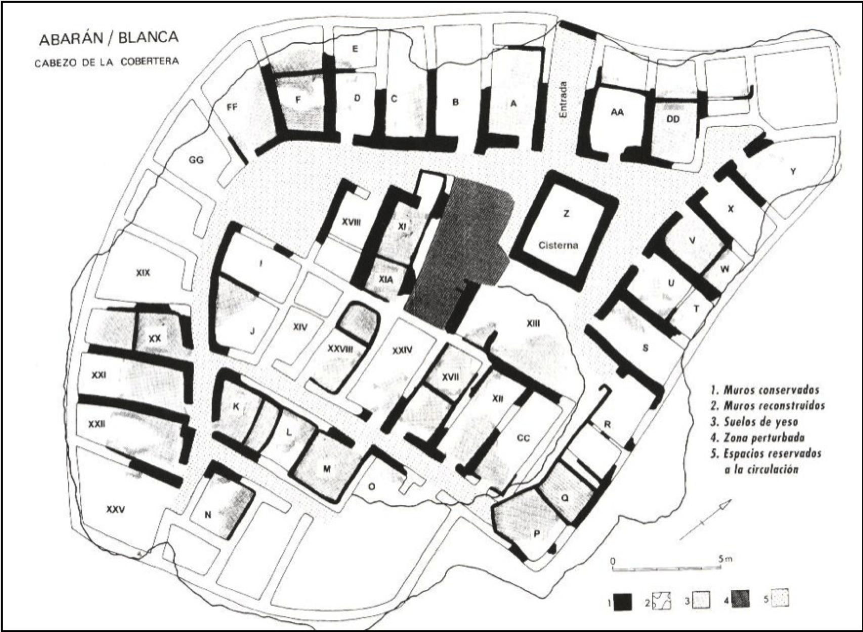 Plano realizado durante las excavaciones en el sitio.