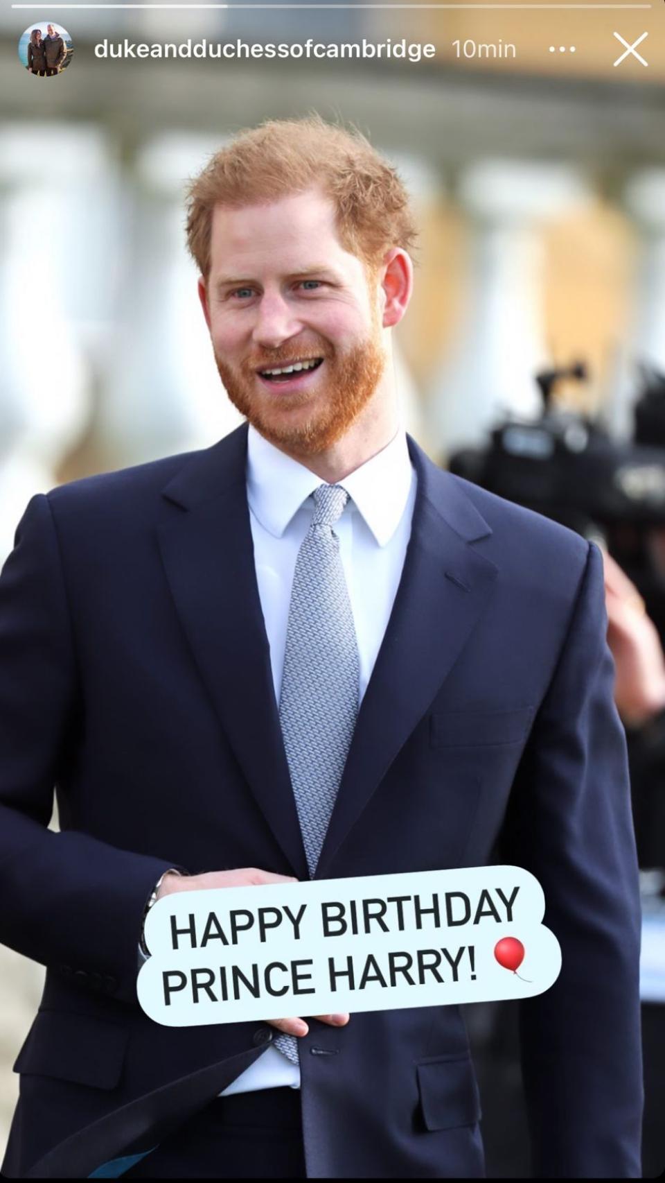 La felicitación de los duques de Sussex al príncipe Harry.
