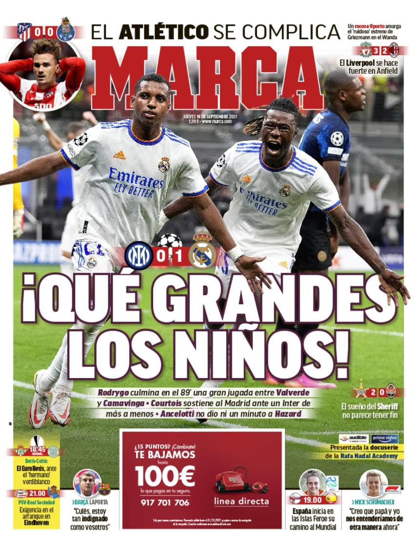 La portada del diario MARCA (16/09/2021)