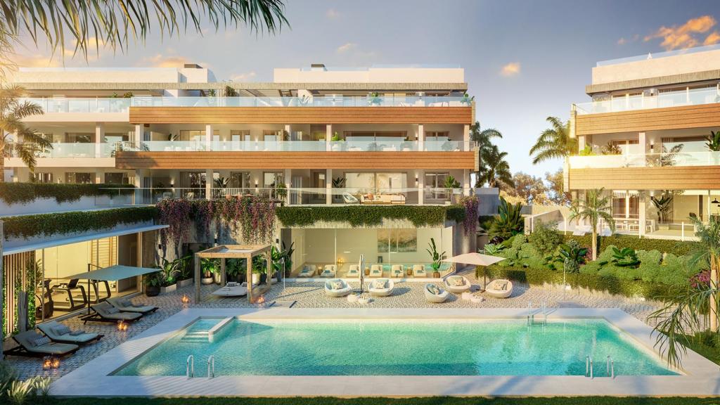 Zonas comunes en el proyecto Quitessence, en Marbella.