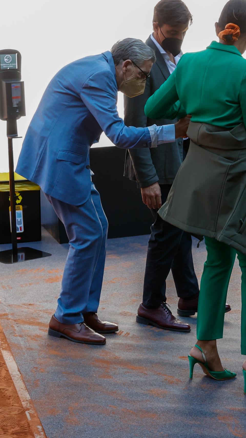 Manolo Santana a su llegada a la Mutua Madrid Open.