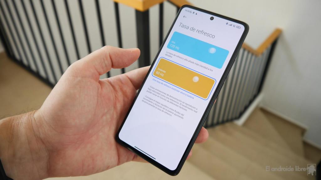 Menú de tasa de refresco en el Xiaomi 11T Pro