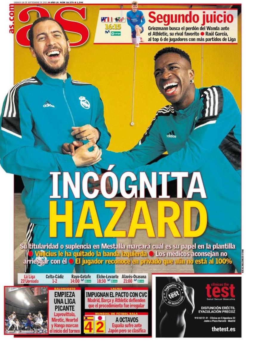 La portada del diario AS (18/09/2021)