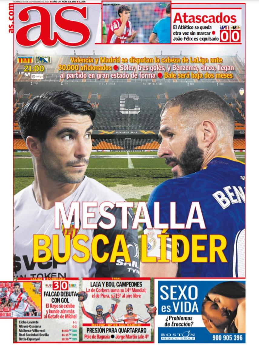 La portada del diario AS (19/09/2021)