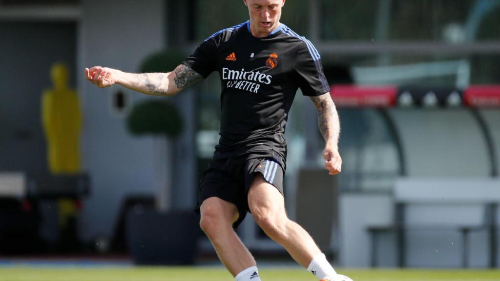 Toni Kroos, en un entrenamiento del Real Madrid