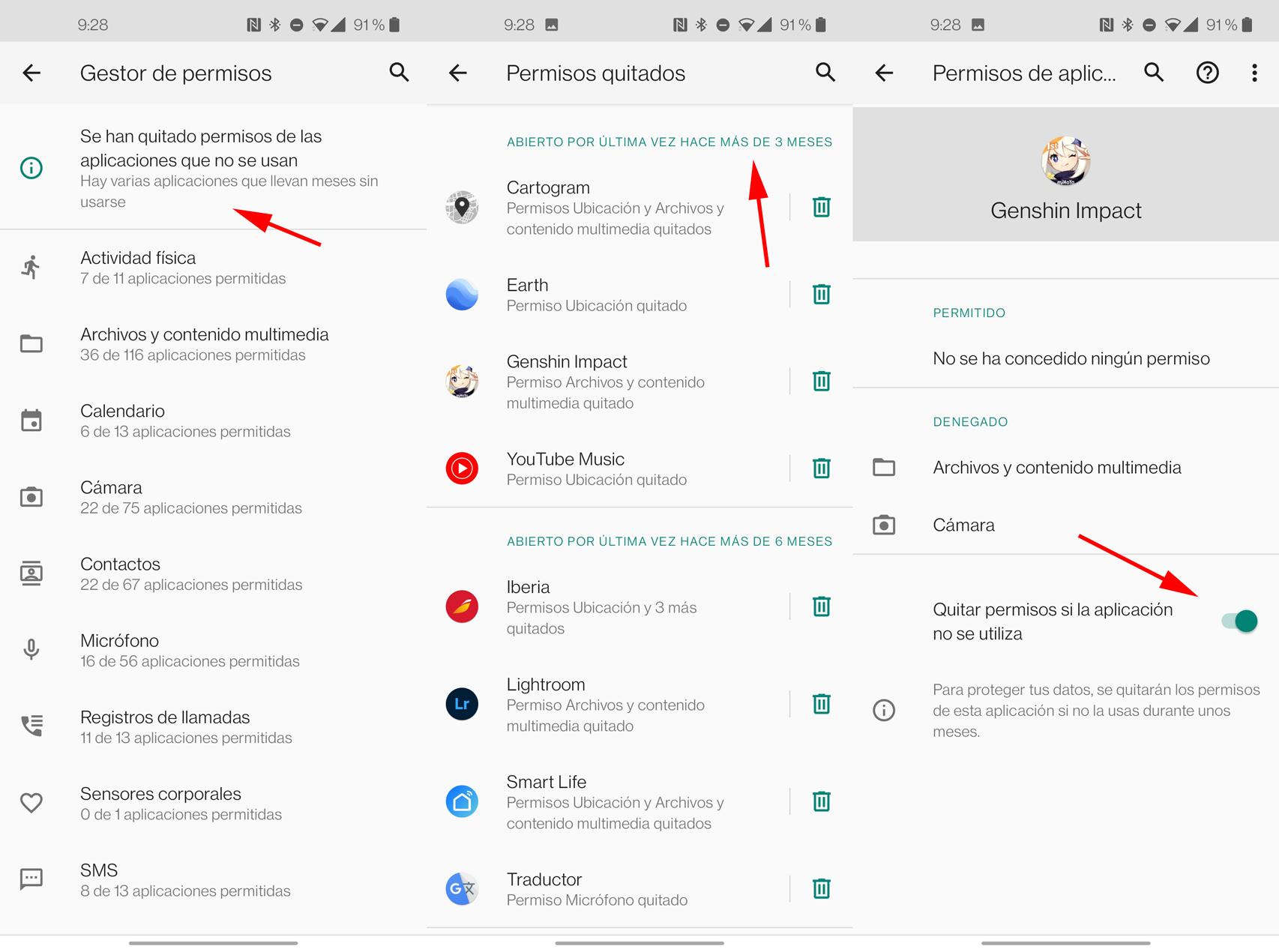 Permisos automáticos de Android 11
