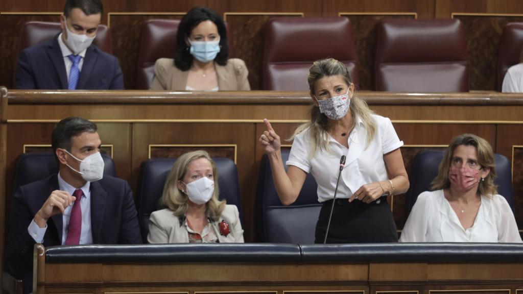 Pedro Sánchez, Nadia Calviño, Yolanda Díaz y Teresa Ribera.