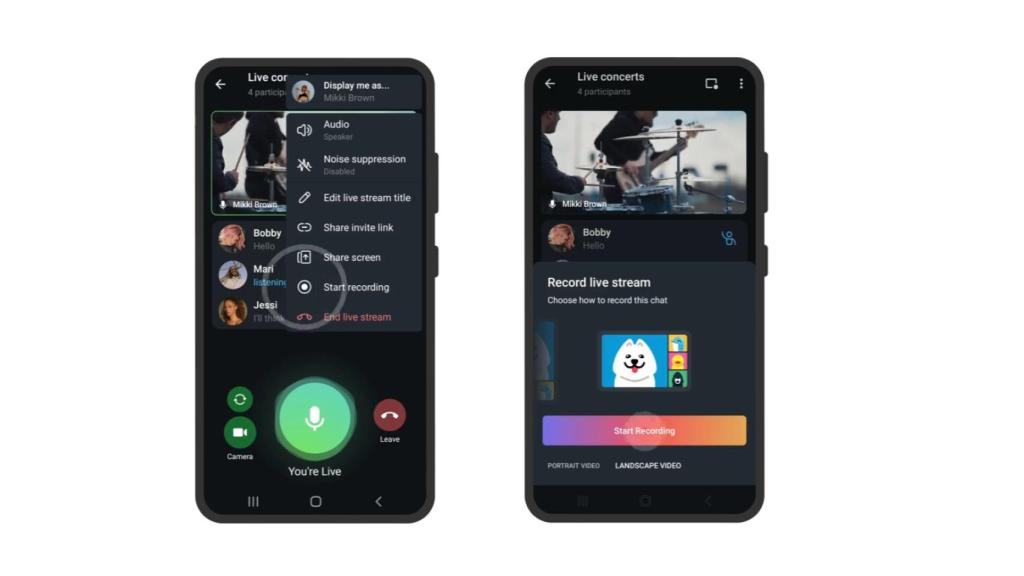 Telegram grabar directos