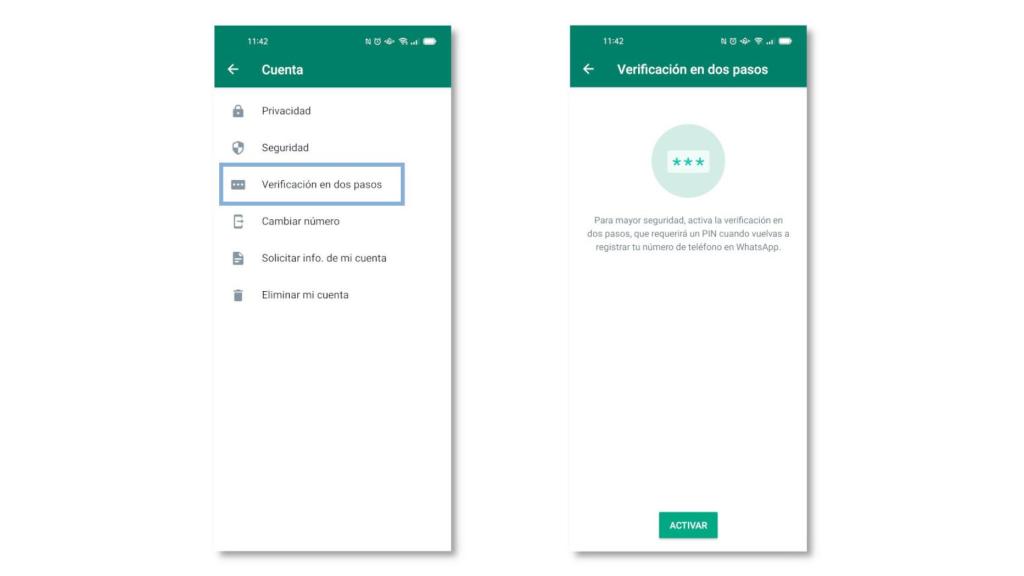 WhatsApp- Verificación en dos pasos