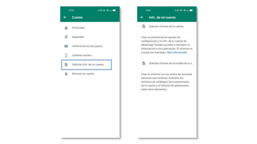 Solicitar informe en WhatsApp