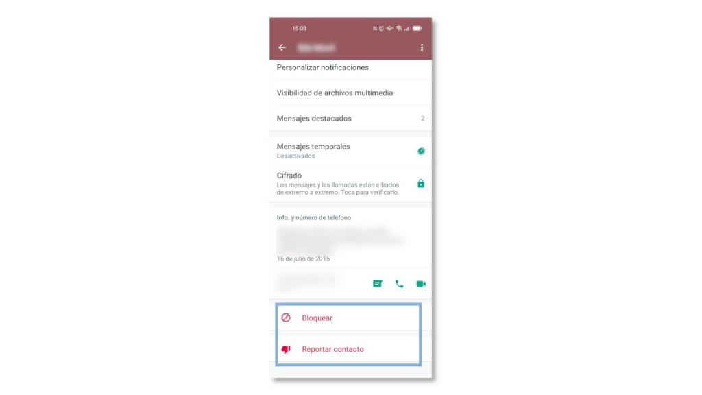 Denunciar contactos en WhatsApp
