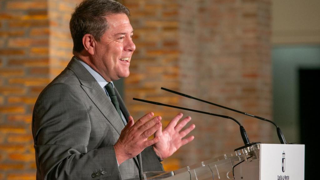 El presidente Emiliano García-Page, durante su intervención