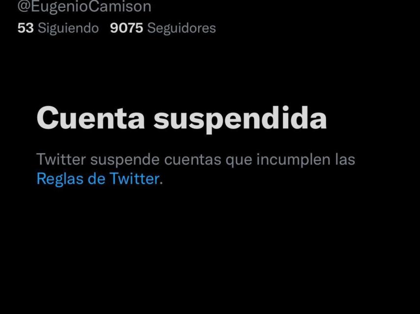Cuenta del empresario suspendida.