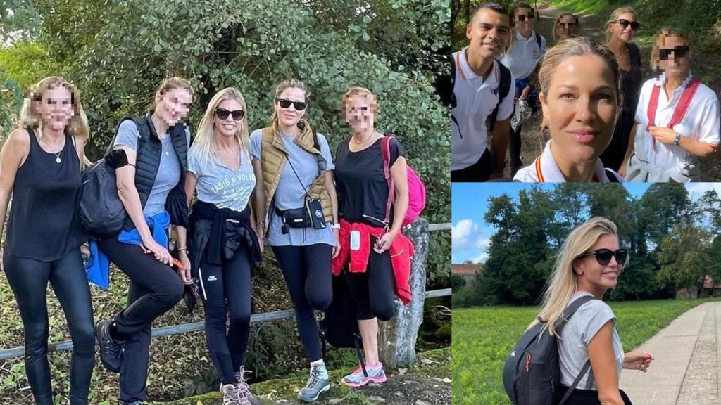 Tres momentos del Camino de Santiago de Patricia Cerezo y sus amigas.