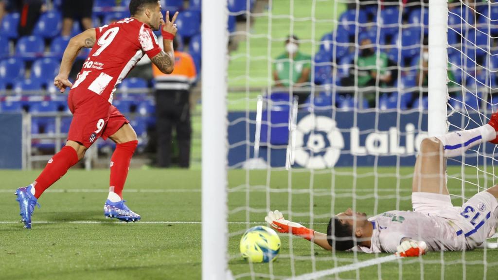 Celebración de Luis Suárez para el 1-1