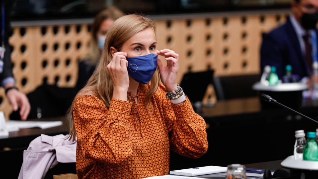 La comisaria de Energía, Kadri Simson, durante la reunión informal de Eslovenia