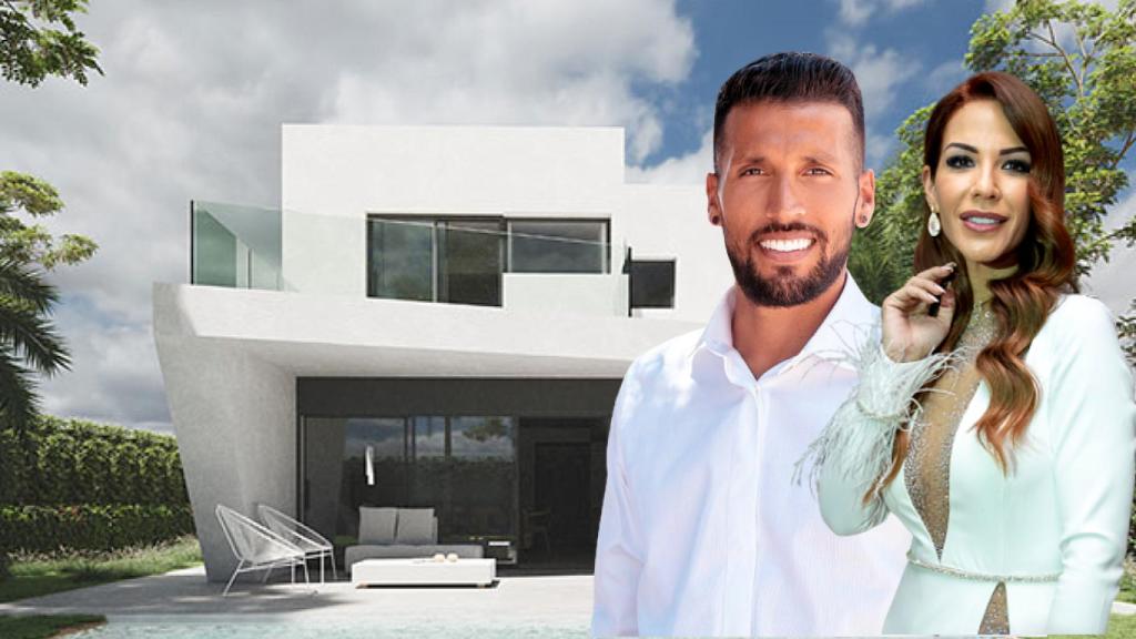 Tamara Gorro y Ezequiel Garay, junto al proyecto inmobiliario del deportista.