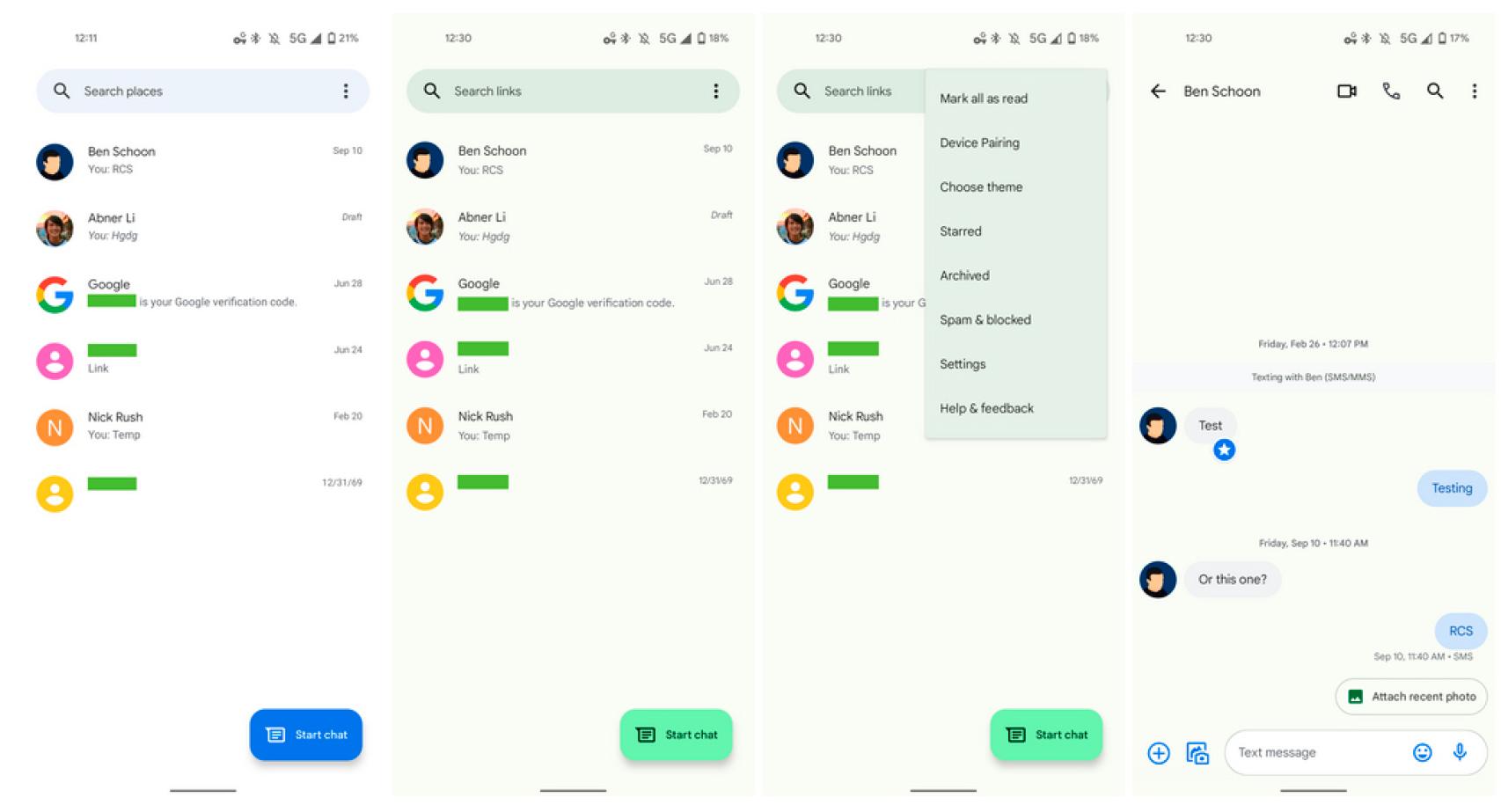 Google Mensajes con Material You