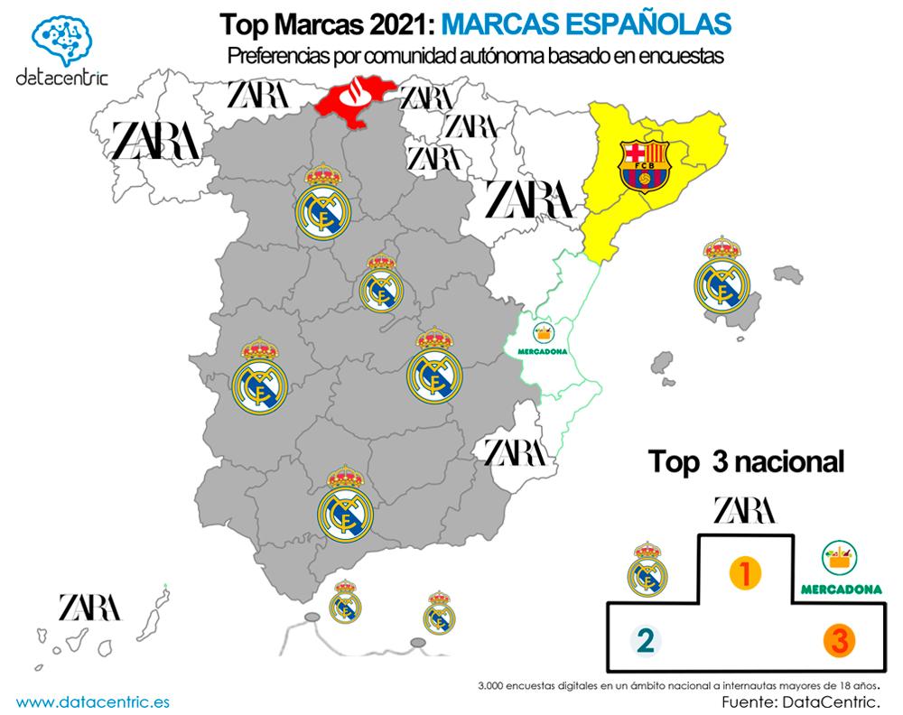 El mapa de marcas más valoradas de España