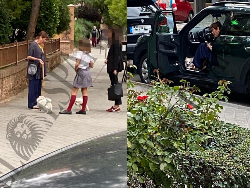 Forqué saludando a unos vecinos y, minutos más tarde, sentada en su coche.