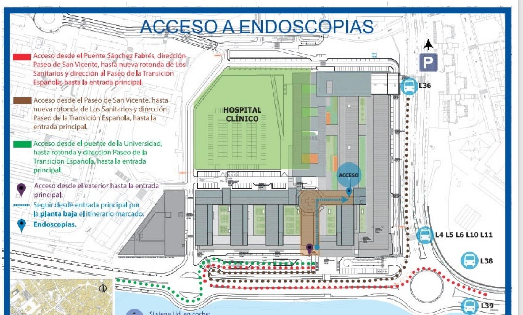 Esquema de los accesos al nuevo Hospital de Salamanca