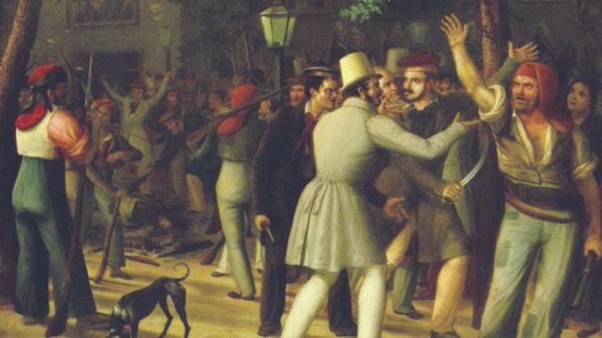 'Acción del populacho barcelonés' (1835) de Antonio Ferrán.