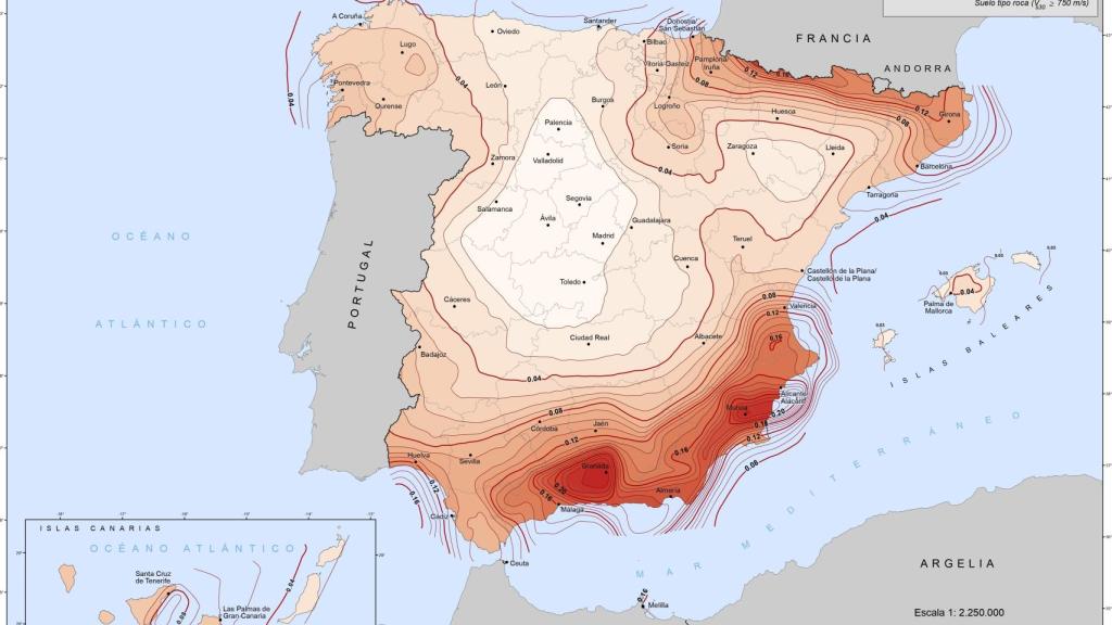 Mapa de peligrosidad sísmica en España