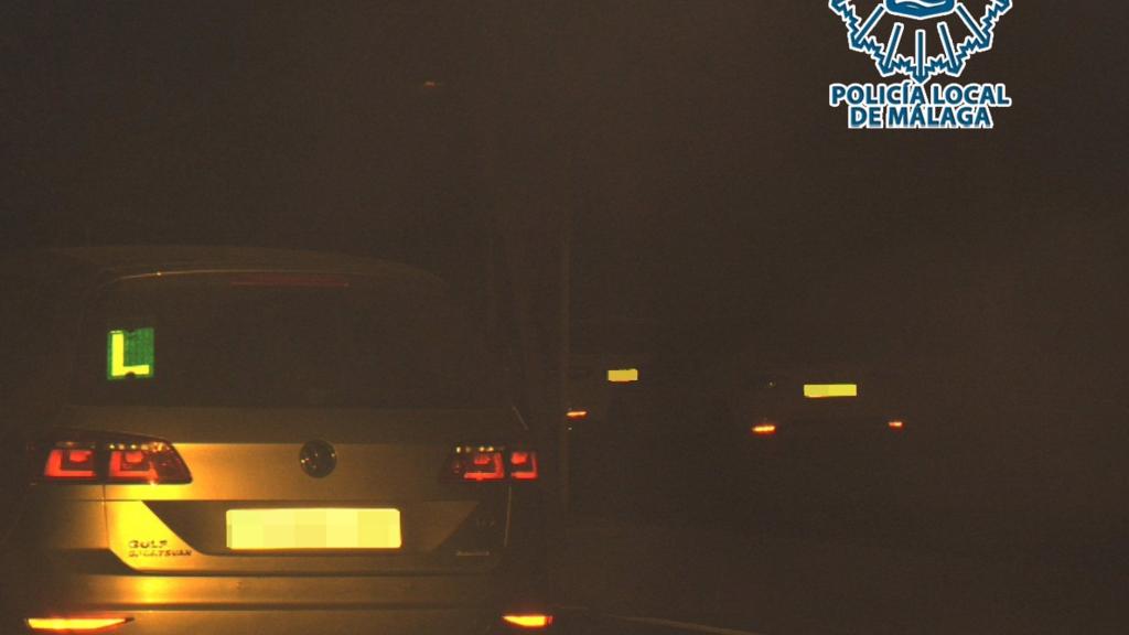 Imagen del coche implicado en la persecución, en Málaga.