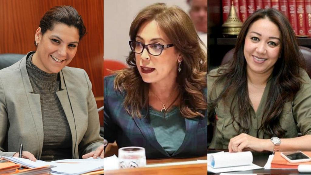 Las alcaldesas Fatima-Zahra Mansouri, Asmaa Rhlalou y Nabila Rmili.