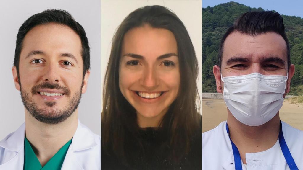 De izquierda a derecha, Luis Aguilar, Rocío Belda y Samuel García, tres médicos que trabajan en la sanidad pública.