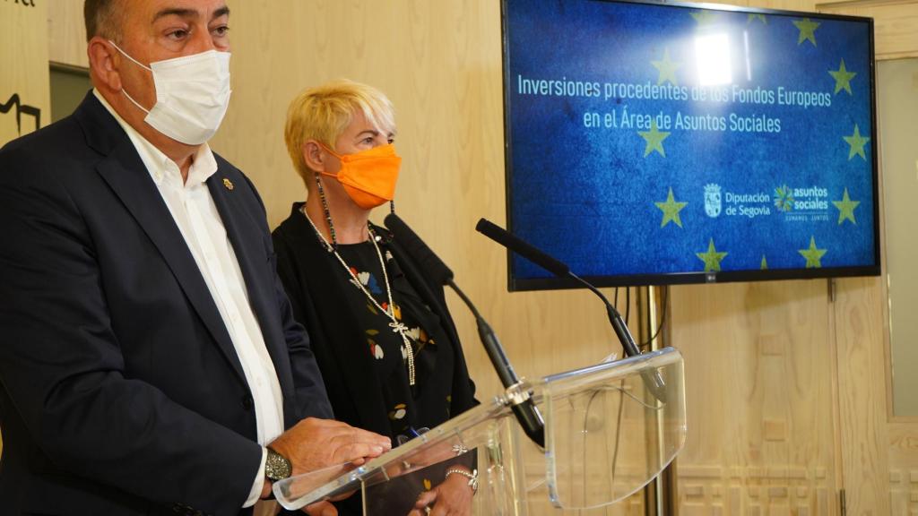 El presidente, Miguel Ángel de Vicente, durante la presentación de la inversión de la Diputación de Segovia