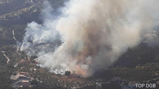Imagen de las llamas en Frigiliana, en Málaga.