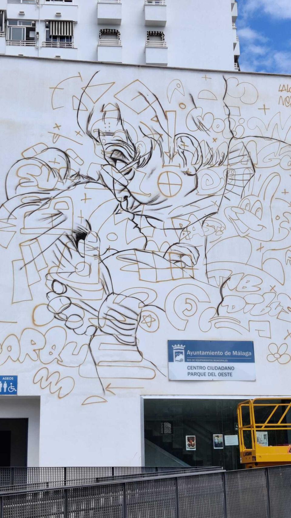 Así comenzaba el mural (Imagen del 22 de septiembre).