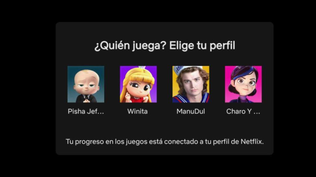 Escoger perfil para los juegos de Netflix