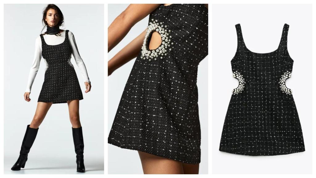 El vestido de Zara con 'cut-outs' y perlas.