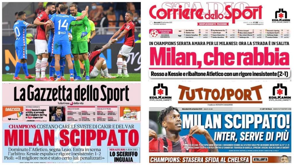 Robo al Milan: en Italia estallan y señalan los favores arbitrales al Atlético de Madrid