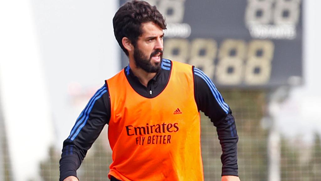 Isco Alarcón, en el entrenamiento del Real Madrid