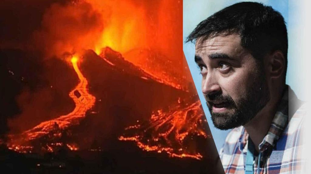 El geólogo de Rojales, en una composición con el volcán de La Palma.