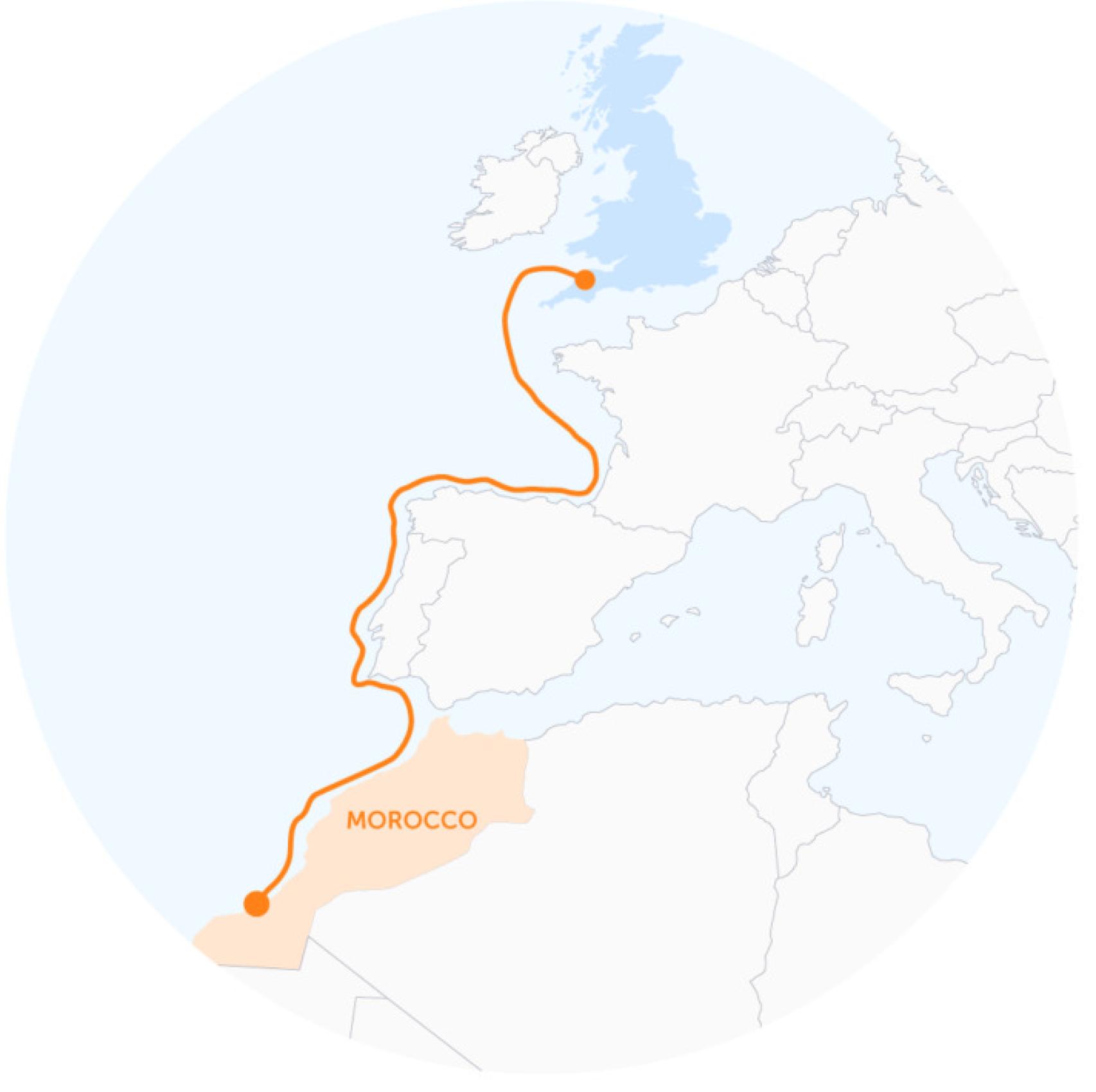 El recorrido que realizará el cable.
