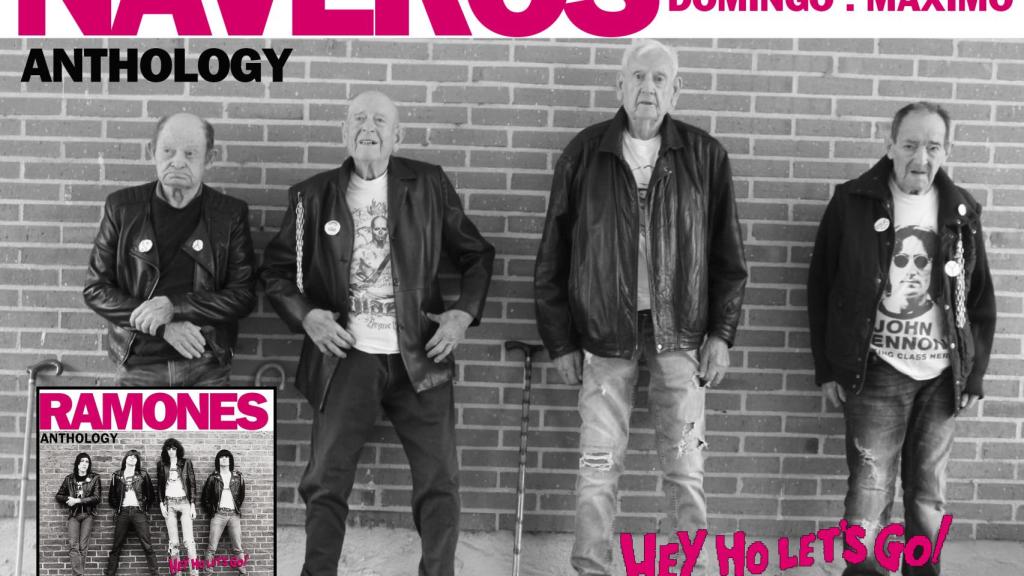 Delfín, Domingo, Máximo y Baldomero recrean una portada de los Ramones