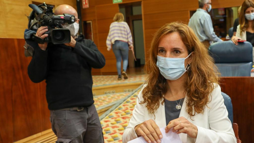 La portavoz de Más Madrid en la Asamblea, Mónica García, en una sesión de control al Gobierno de la Comunidad de Madrid en la Asamblea.