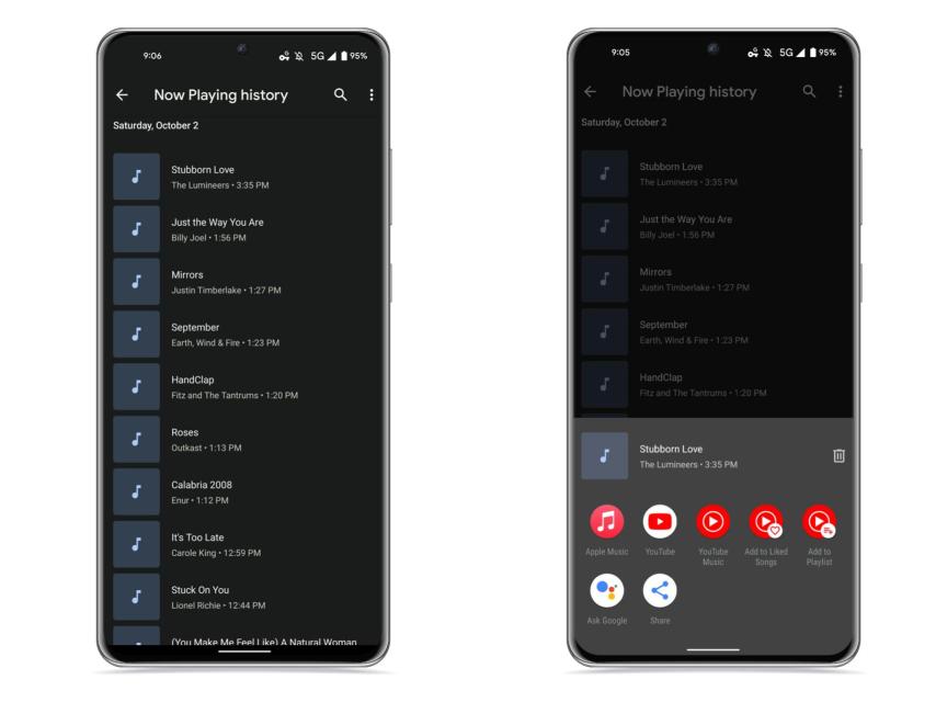 Historial de Now Playing