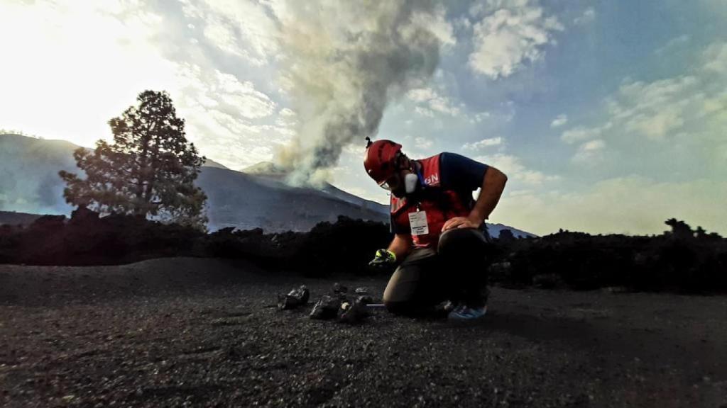 Imagen de Stavros durante los trabajos de medición.