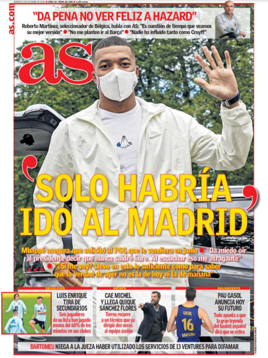 La portada del diario AS (05/10/2021)
