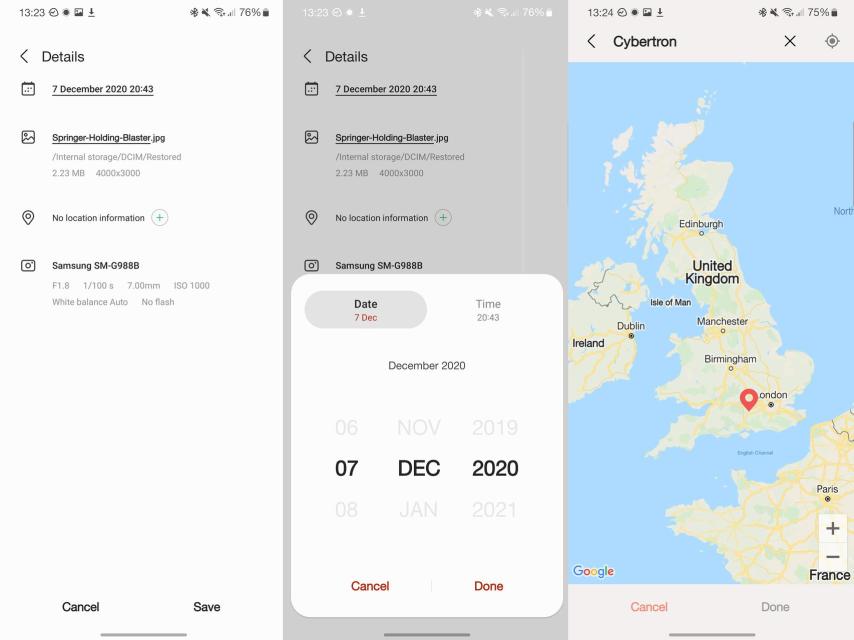 Modificar información de fotografías en Samsung