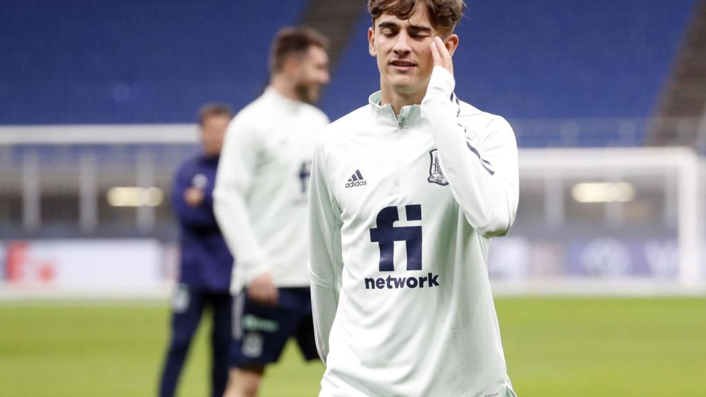 Gavi, en un entrenamiento con la Selección